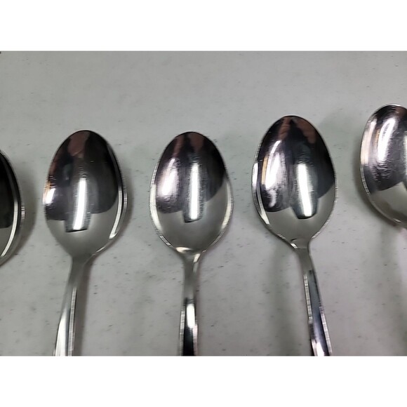 8 Pc Vintage MCM Oneida Community Atomic TWIN STAR Stainless Steel Tablespoons